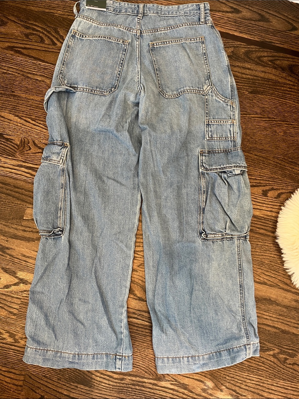 🧋NWT Wild Fable Rigid Denim Mid Rise Cargo Jeans Size 6 | 31" Inseam carpenter - Picture 6 of 12